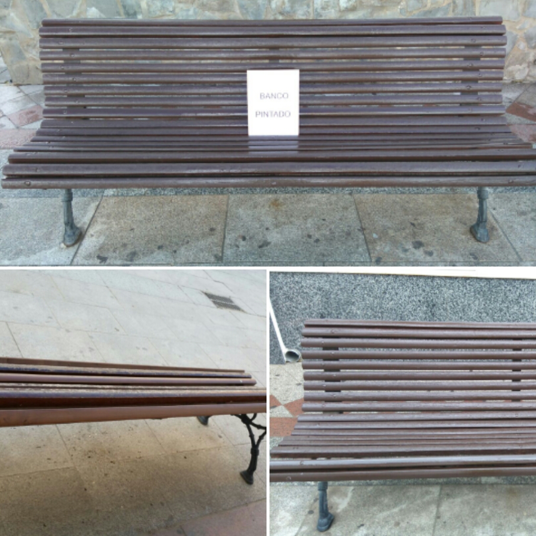 Restauración y pintado de los bancos las plazas y calles. Después.